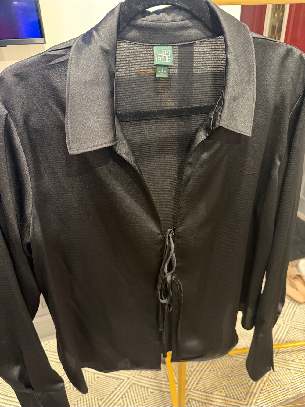 Black Women’s Lightweight Tie-Front Blouse